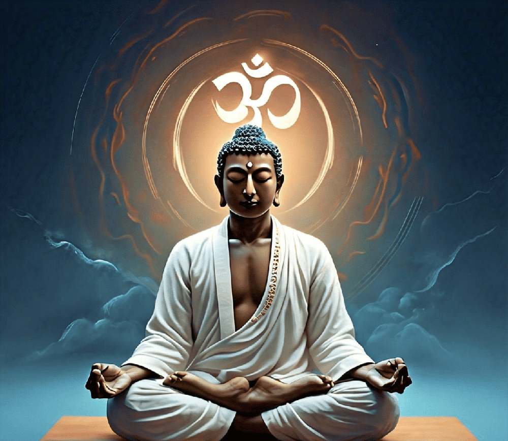 a person meditating with OM